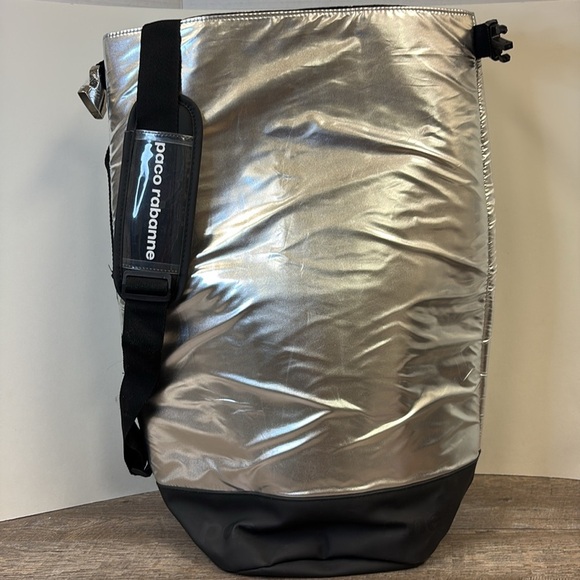 Paco Rabanne Unisex Silver Metallic Nylon Crossbody / Sling / Shoulder Bag - Picture 2 of 10